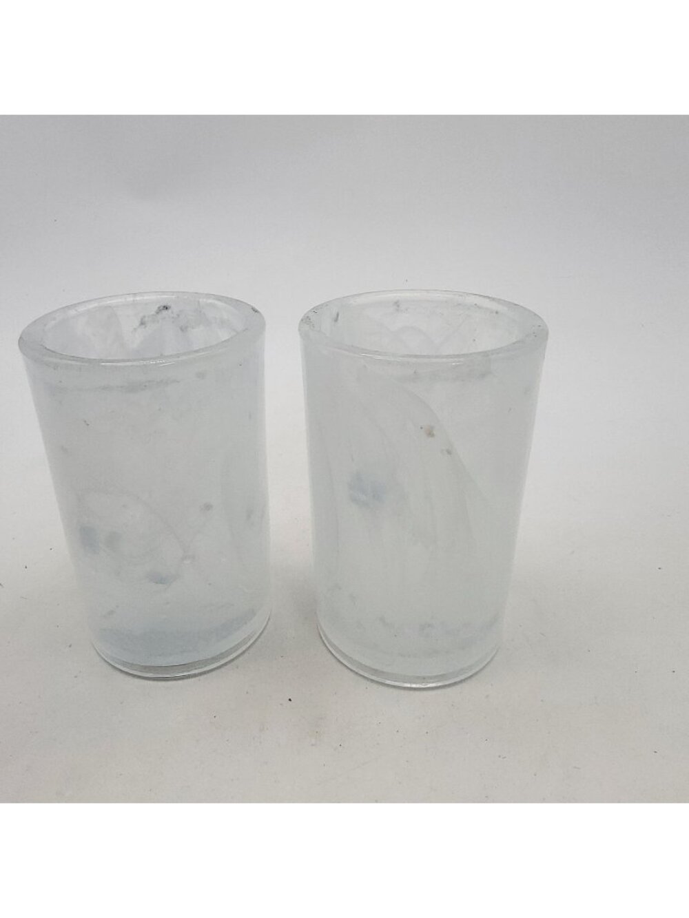 PartyLite Indulgences Art Glass Candle Holders White Swirl Set Of 2